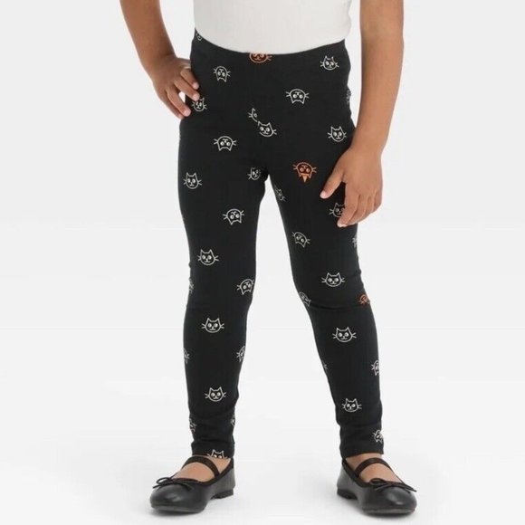 2 pair Baby Girls Cat & Jack HALLOWEEN  Leggings Size 18 months Hearts Cats  NWT - Picture 2 of 2